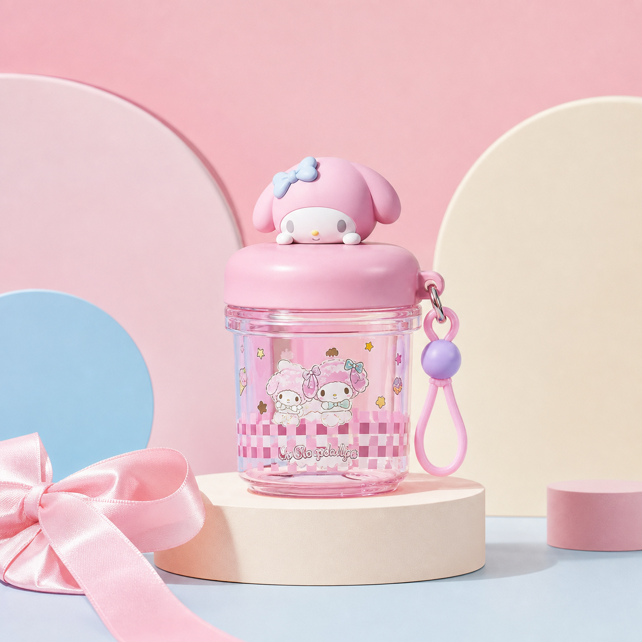 サンリオキャラクターズ ミニクリアボトル 400ml ストラップ付き