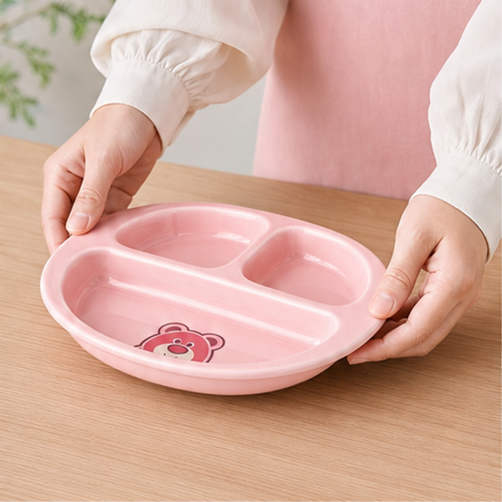 ロッツォ ピンク3分割セラミックプレート