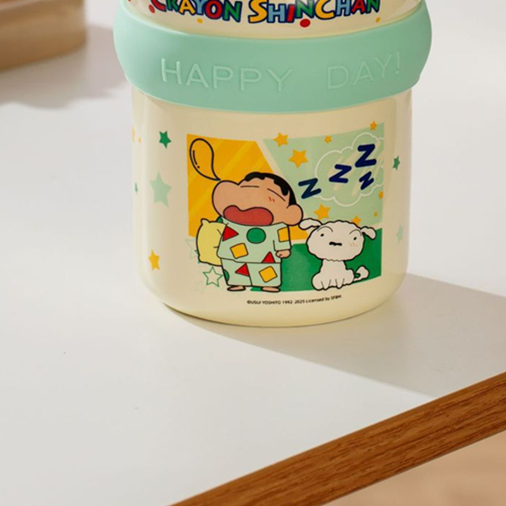 クレヨンしんちゃん ふた付き陶器ストローマグ 450ml ミント