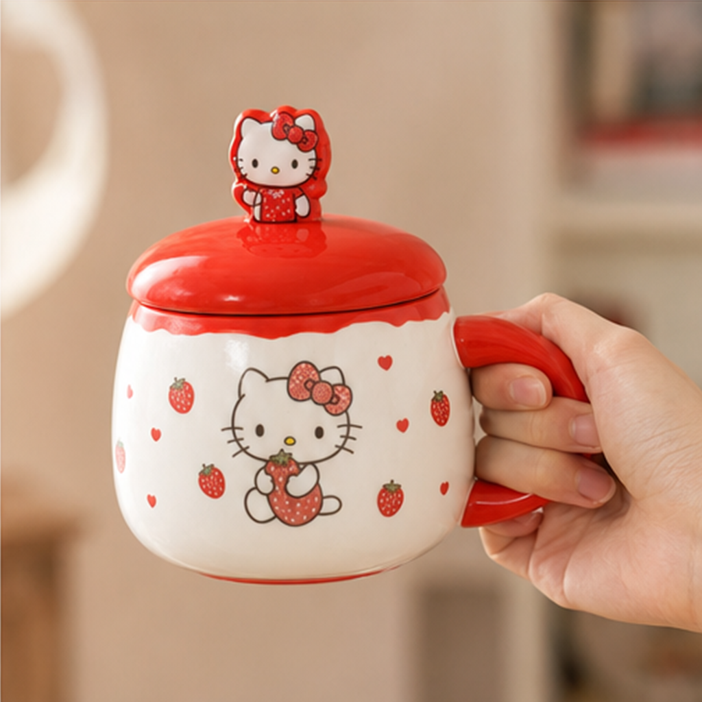 ハローキティ ふた付き陶器マグ 400ml