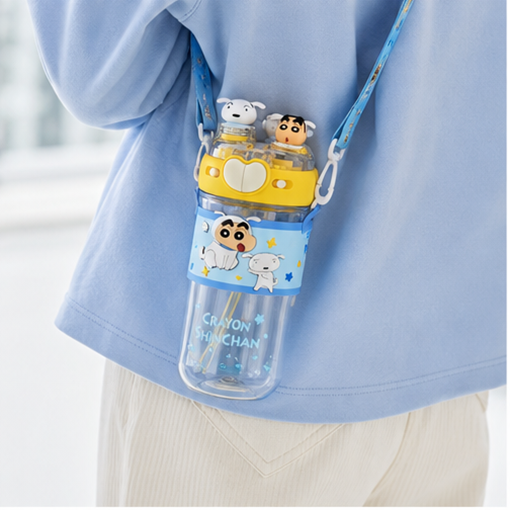 クレヨンしんちゃん シロ 580ml 2WAY Tritanストローボトル ブルー