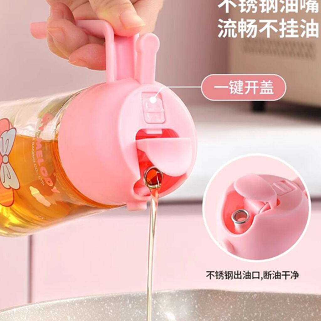 マイメロディ 470ml スプレー&注ぎ口2WAY ガラスオイルボトル ピンク