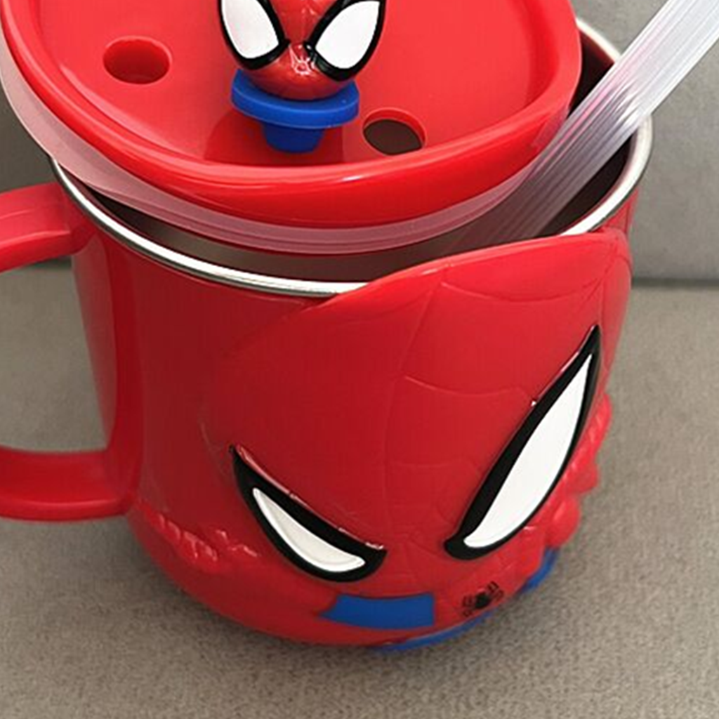 スパイダーマン ふた付きストローカップ 320ml レッド