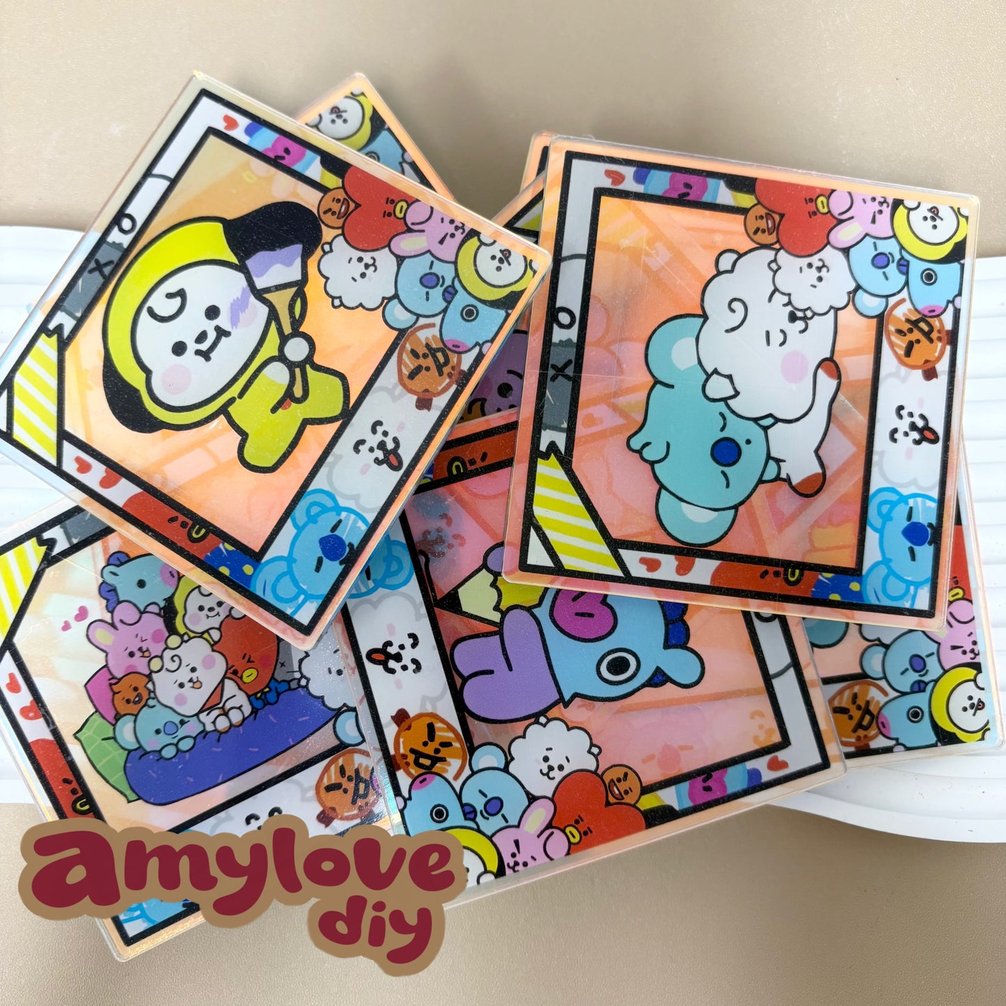 8cm亚克力片8枚(2種類mixできます)一枚つず柄選べる