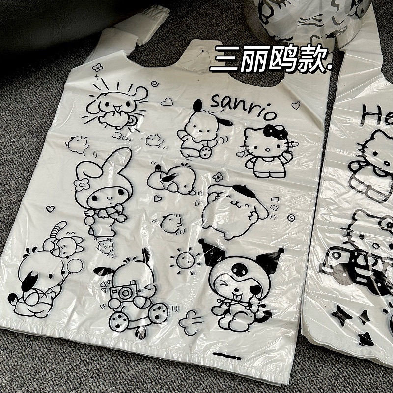 タンクトップ袋クレヨンしんちゃん/サンリオ/ちいかわ網紅手提げ可愛いゴミ袋/20pcs