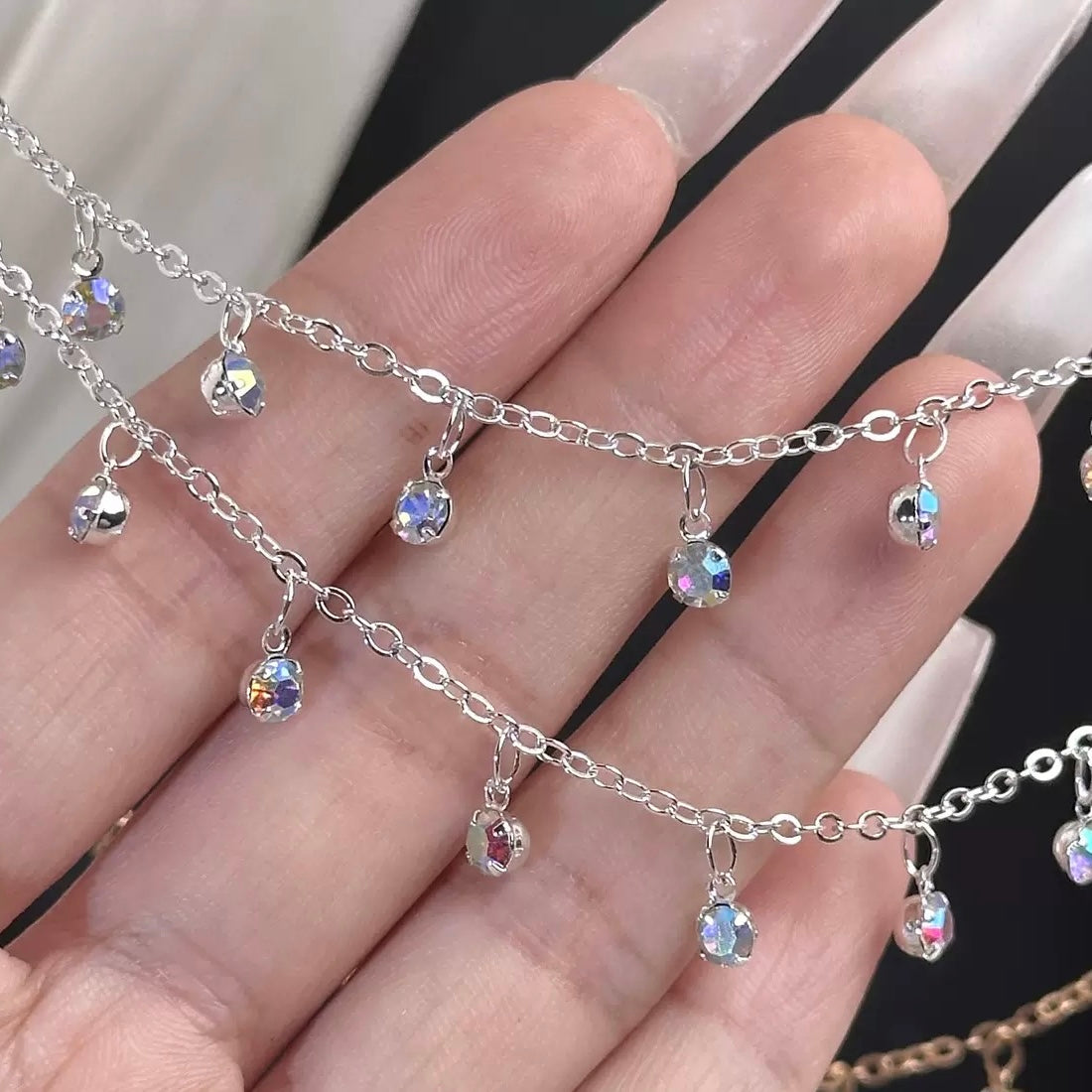 1m DIYチェーン付きダイヤモンドブレスレット テレビ電話用アクセサリー