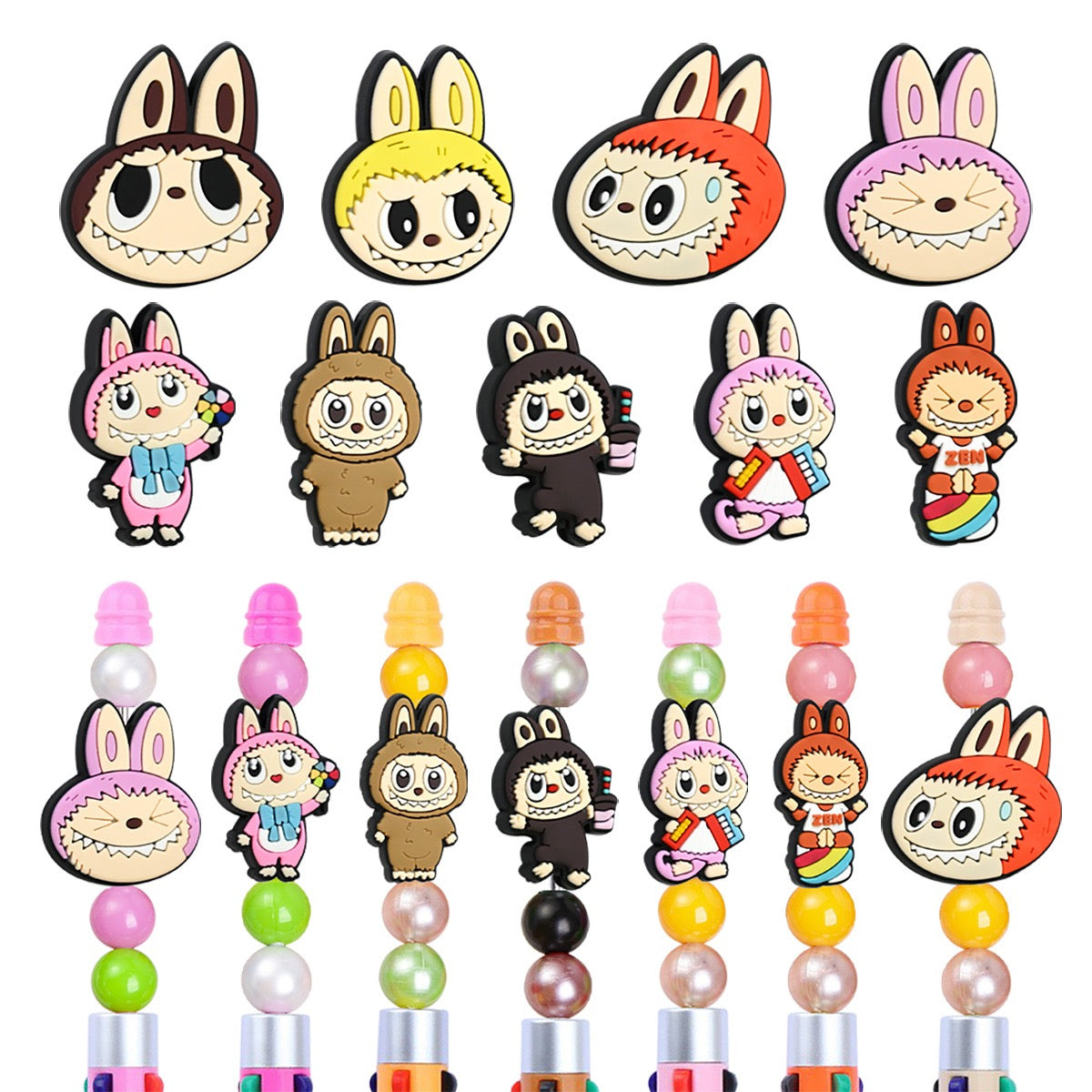 10pcsラブブシリーズビーズペンDIY焦玉アクセサリPVCソフトクリーム