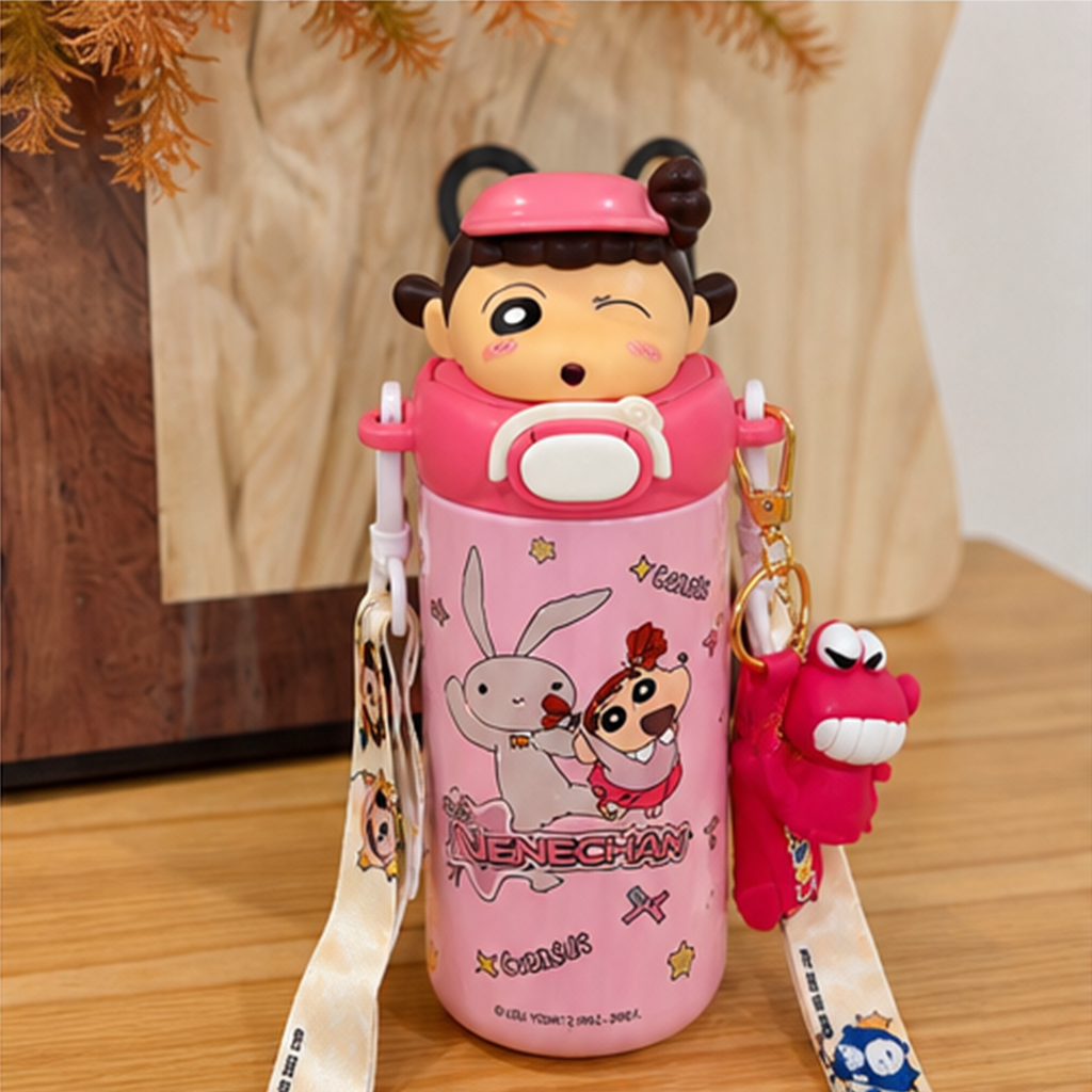 クレヨンしんちゃん ネネちゃん 480ml 316ステンレス 保温ストローボトル ピンク