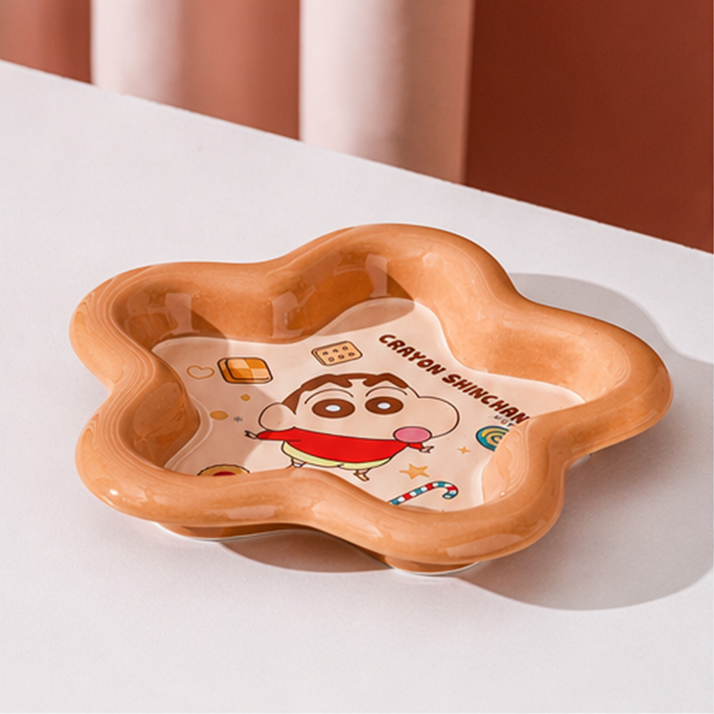 クレヨンしんちゃん 8インチ 星形セラミックプレート ブラウン