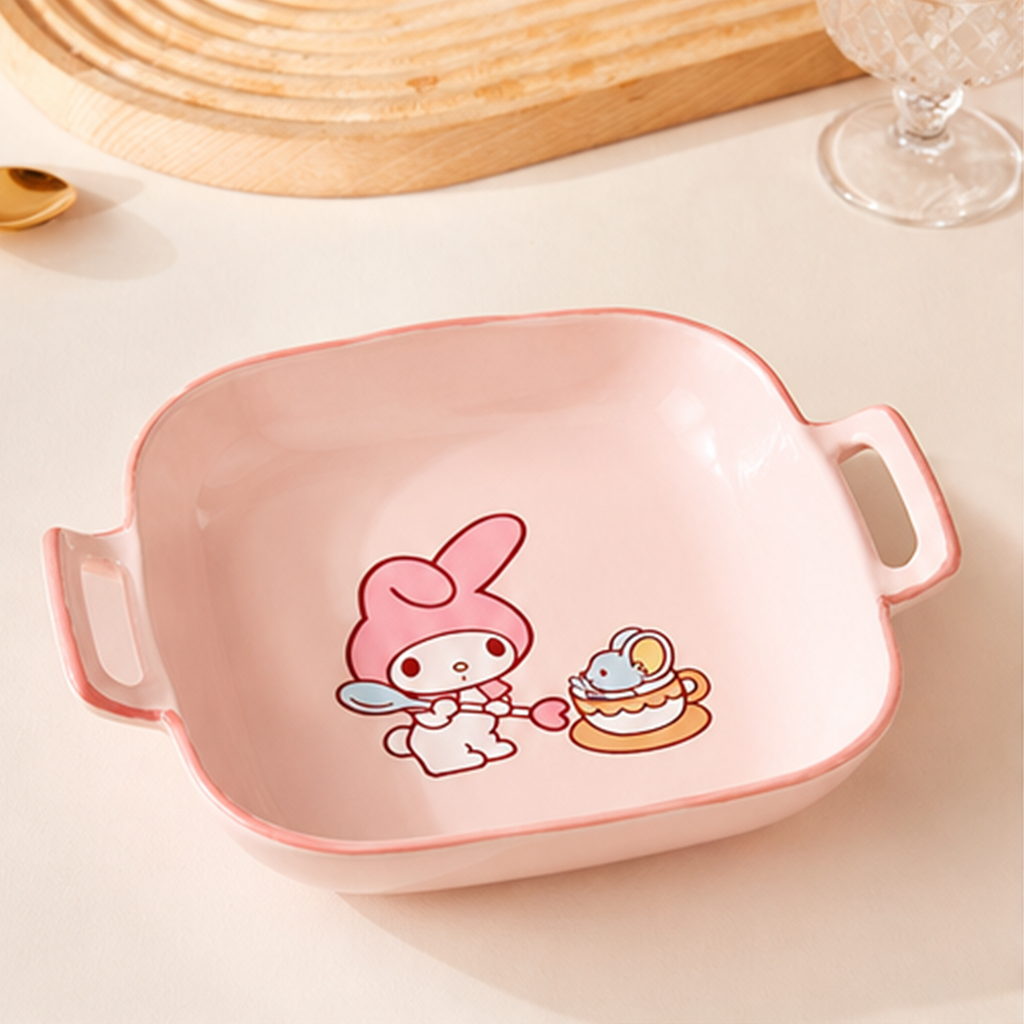 サンリオ マイメロディ 9インチ 両手付きセラミックベーキングディッシュ ピンク