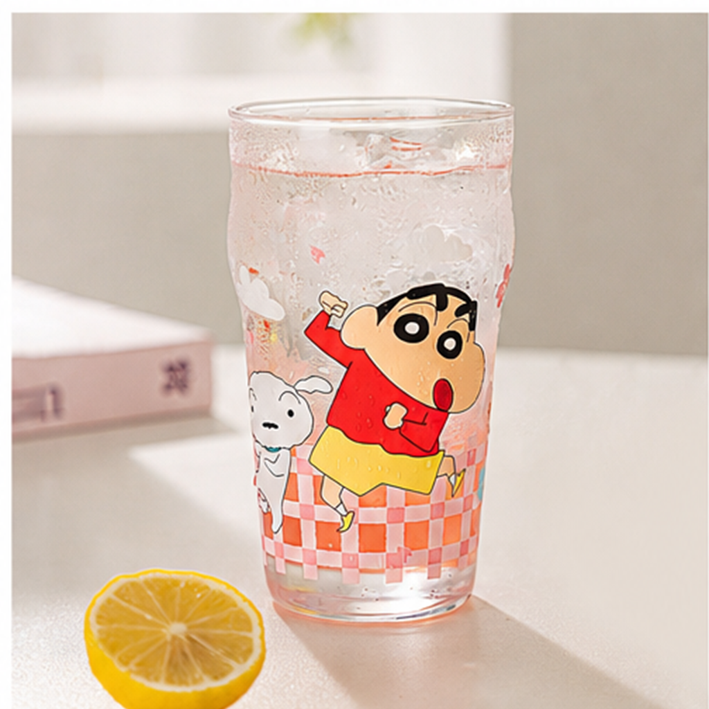 クレヨンしんちゃん 500ml ガラスタンブラー ピンク