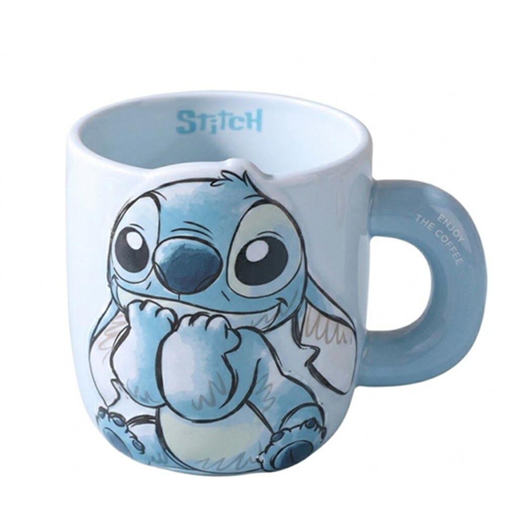 ディズニー スティッチ 650ml 立体レリーフ セラミックマグ ブルー