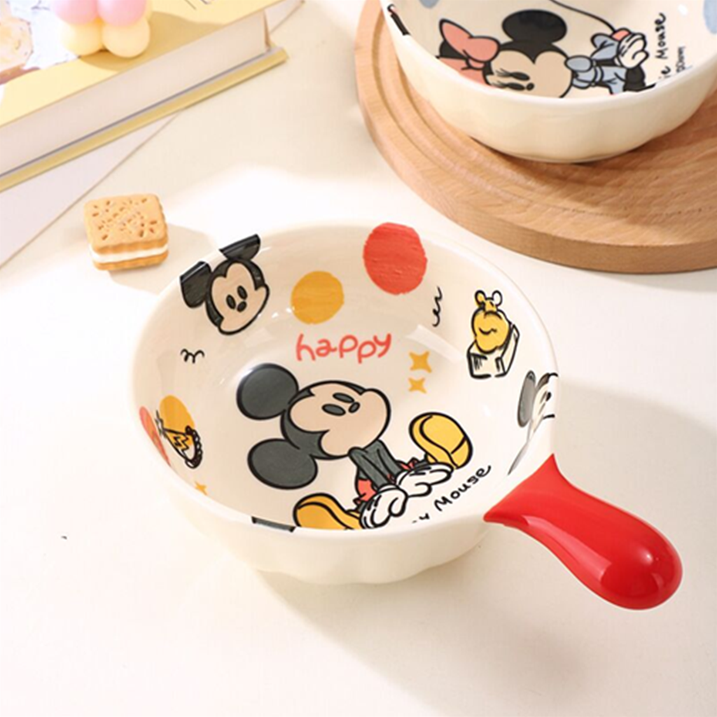 ディズニー ミッキーマウス 600ml セラミックハンドルボウル レッド