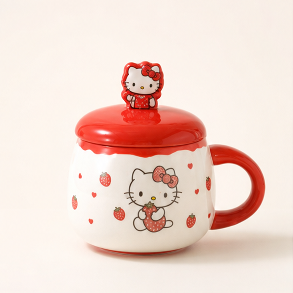 ハローキティ ふた付き陶器マグ 400ml