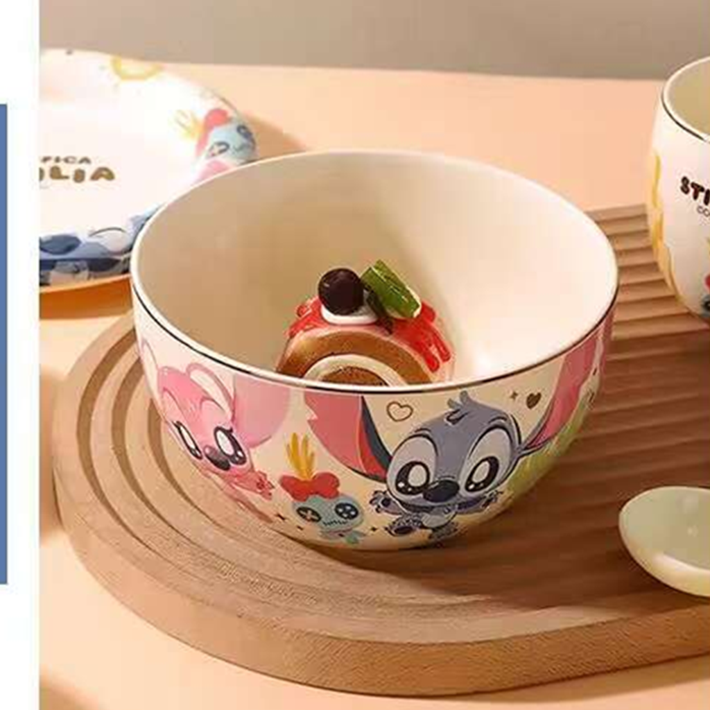 スティッチ＆エンジェル ピンク陶器ボウル