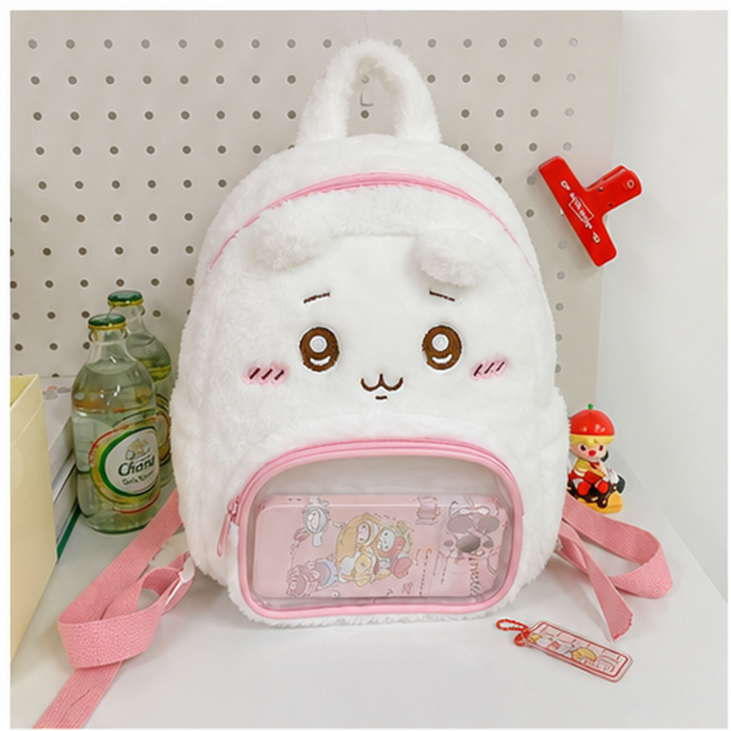 ちいかわ もこもこフェイスリュック ピンク