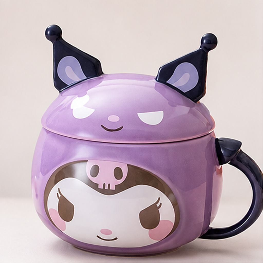 サンリオ クロミ 370ml 立体ふた付き セラミックマグ パープル