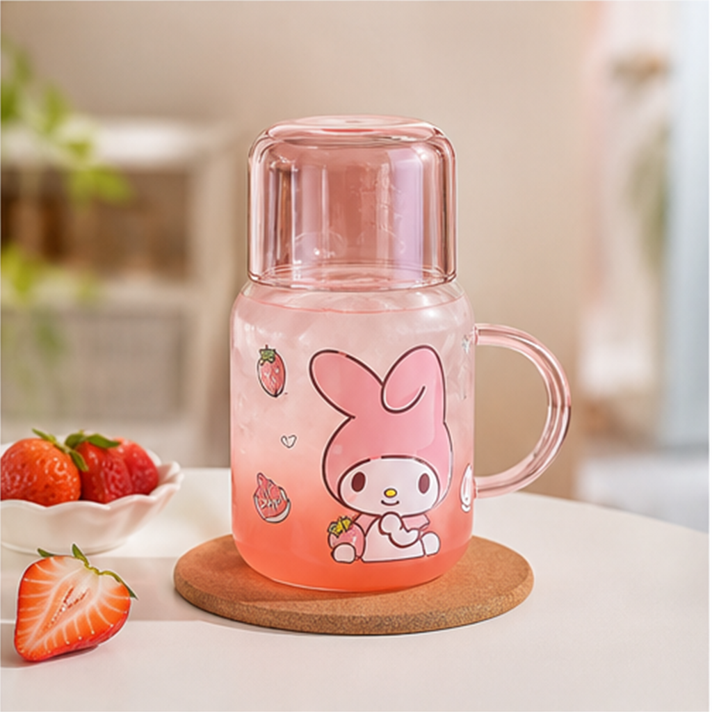 マイメロディ 800ml 耐熱ガラスピッチャー 450mlカップ付き ピンク