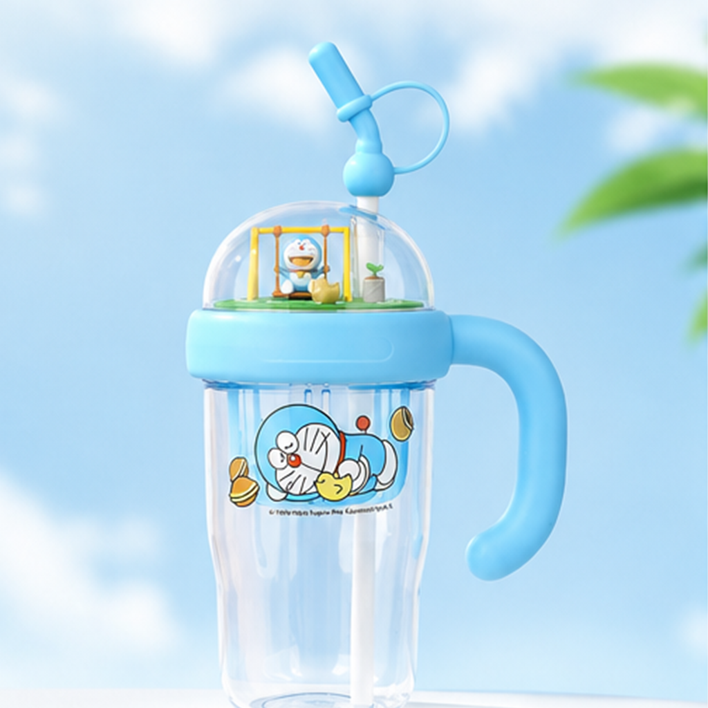 ドラえもん 1090ml ブランコ付き ストローボトル ブルー
