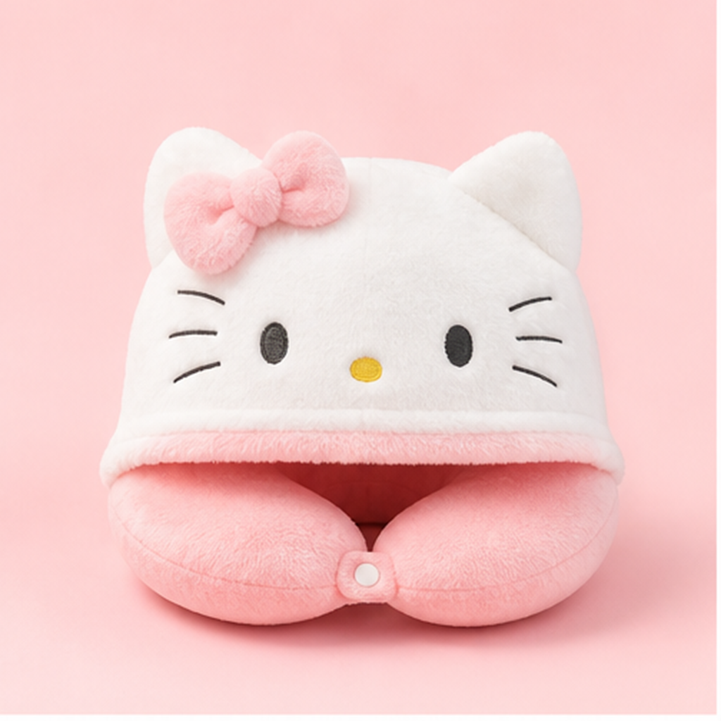 ハローキティ フード付きU字ネックピロー