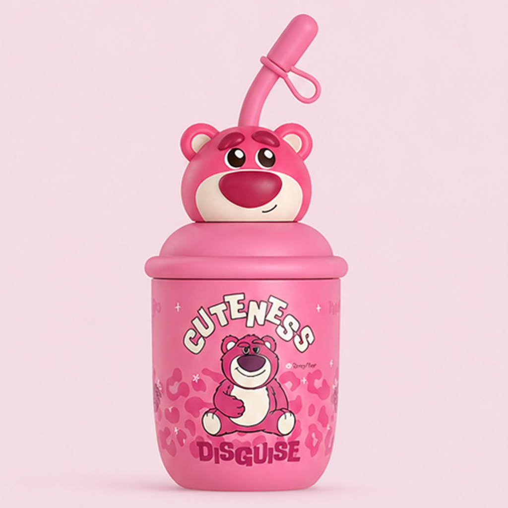 ディズニー ロッツォ 380ml 316ステンレス ストロー付きキッズボトル ピンク
