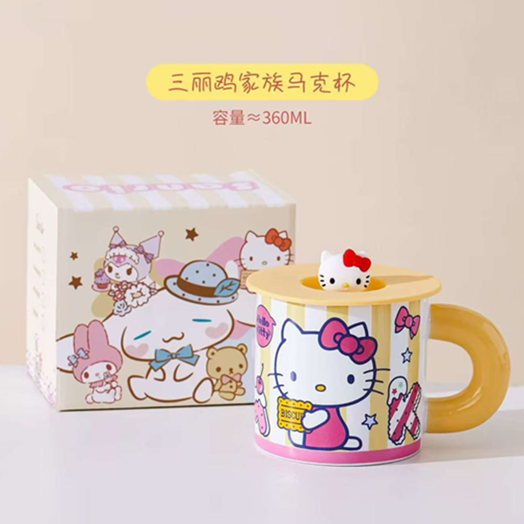 ハローキティ ふた付きセラミックマグ 360ml イエロー