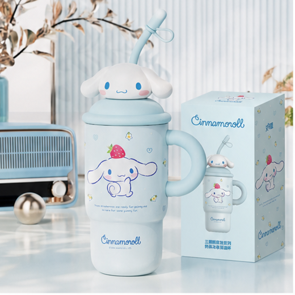シナモロール 650ml 316ステンレス ストロー付き保温タンブラー ブルー