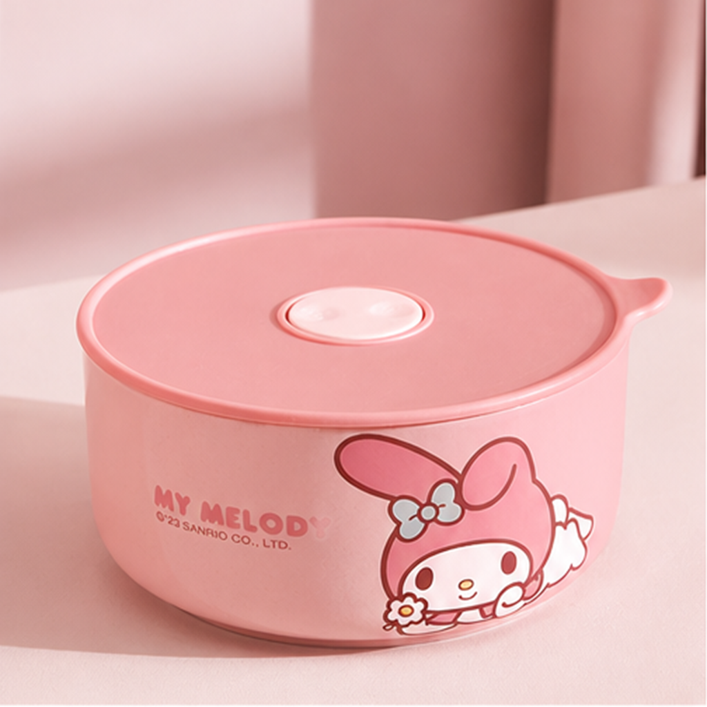 マイメロディ 750ml ふた付きセラミック保存ボウル ピンク