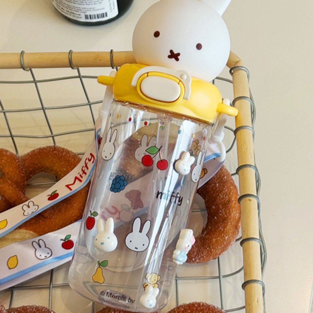 ミッフィー ショルダー付きPCTGストローボトル 480ml イエロー