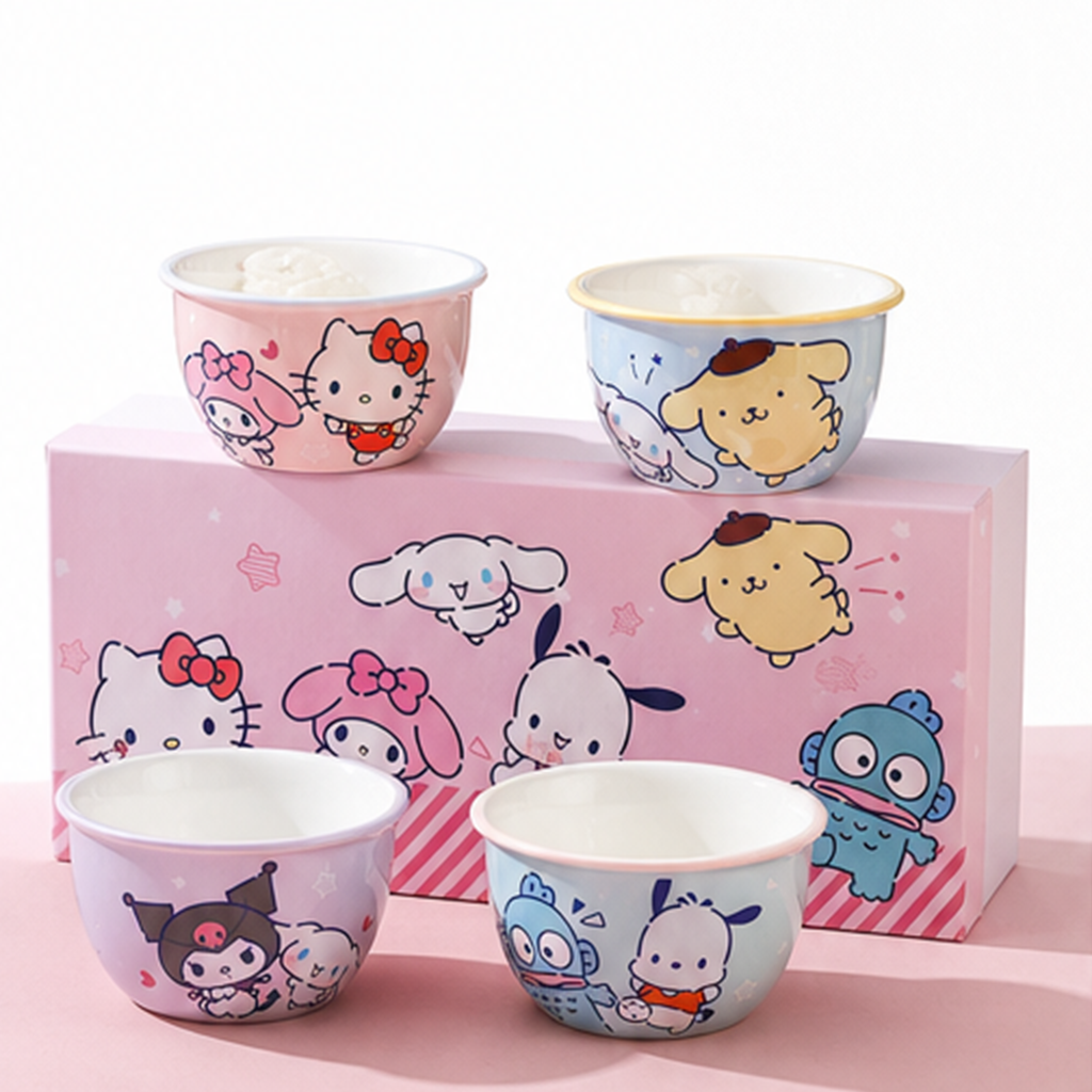 サンリオ キャラクターズ 430ml セラミックライスボウル 4個ギフトセット