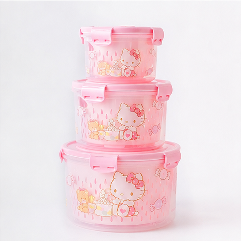 サンリオ ハローキティ 密封フードコンテナ ピンク 3個セット