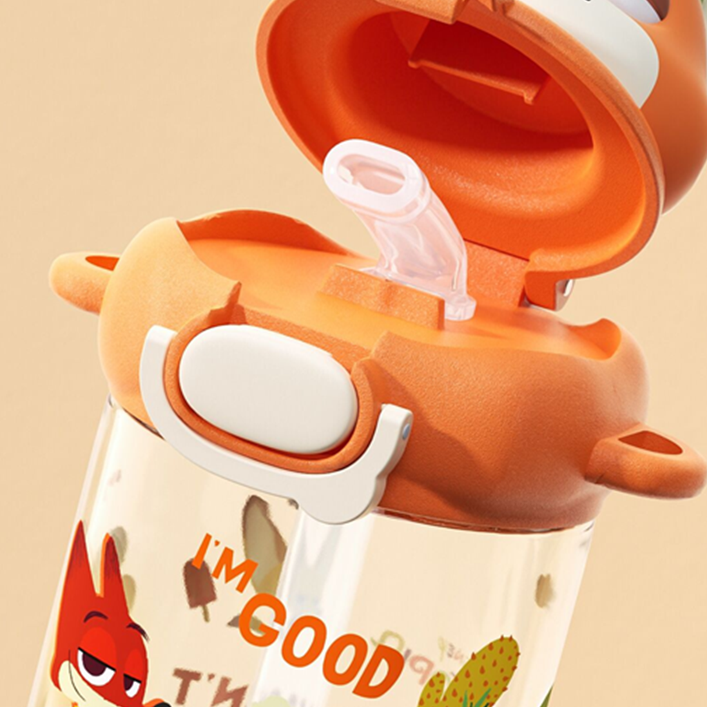ニック 立体ふた付きTritanストローボトル 580ml オレンジ