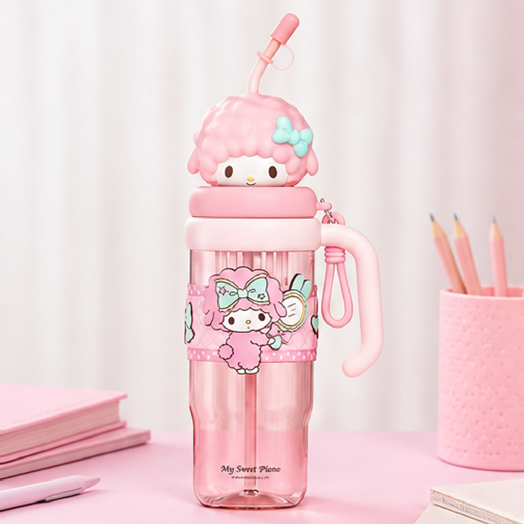 サンリオ マイスウィートピアノ 1200ml 大容量ストロー付きキッズボトル ピンク