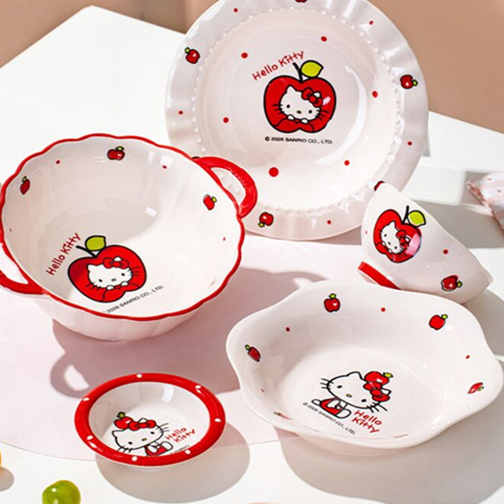 ハローキティ りんご柄 セラミック食器 5点セット