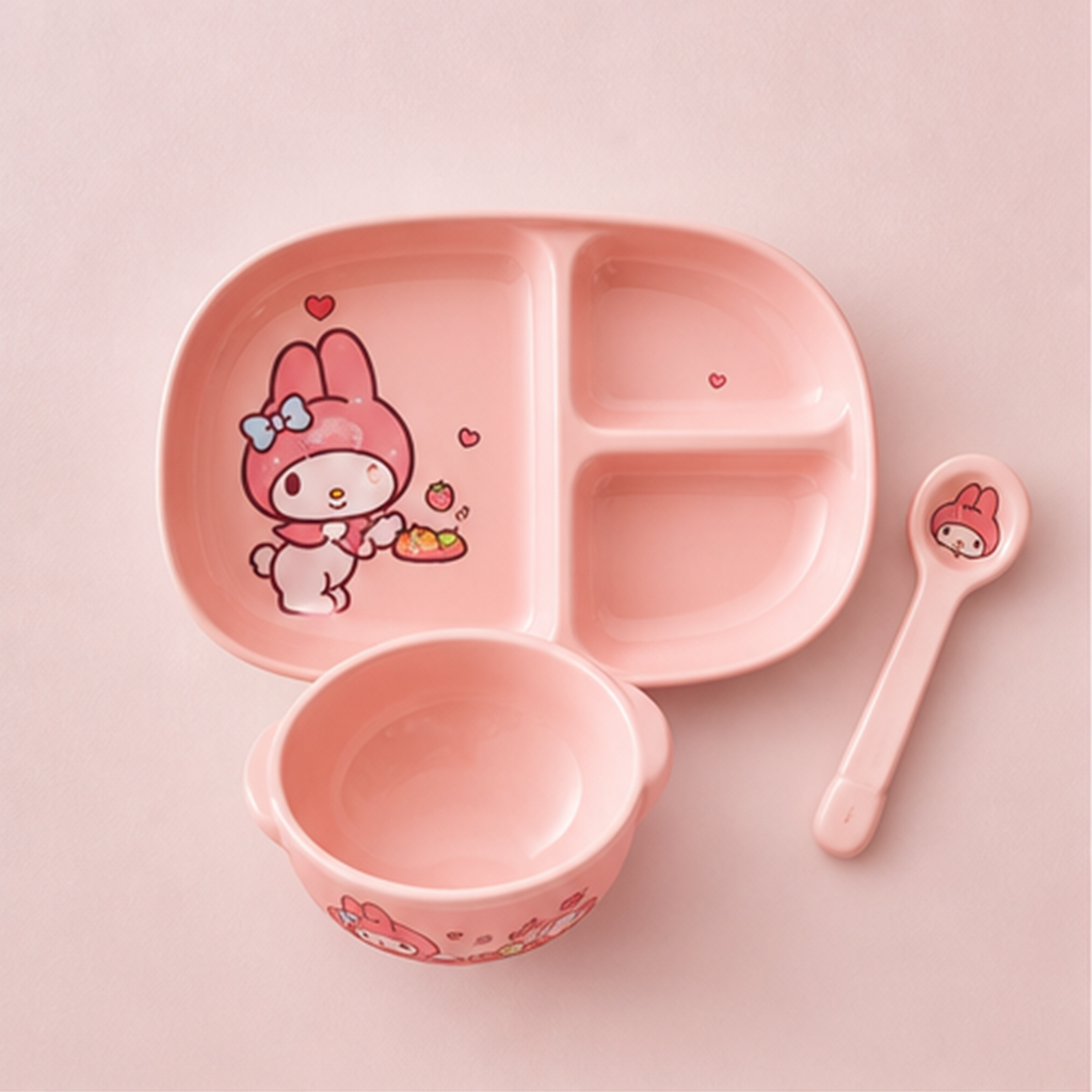 マイメロディ 3仕切りセラミックプレート 食器セット