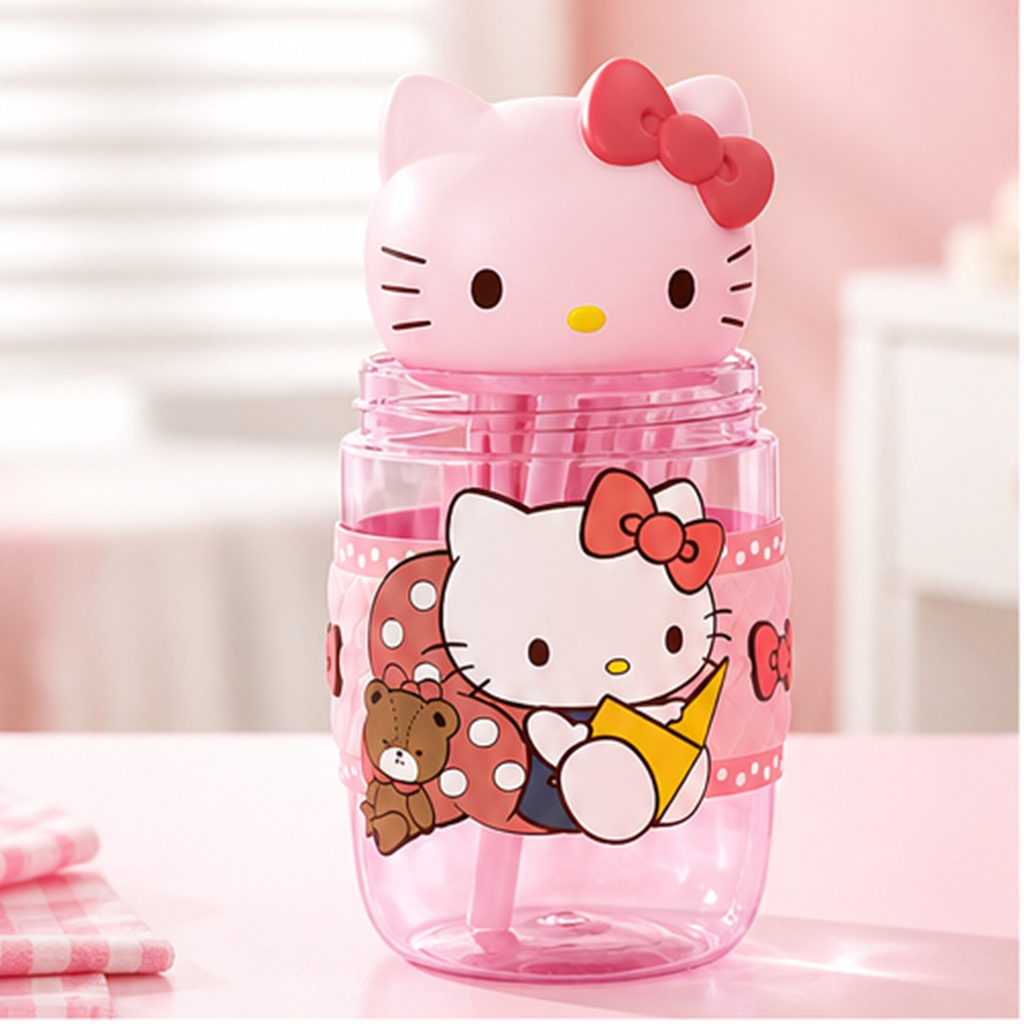 サンリオ ハローキティ 650ml フルーツインフューザー付き ストローボトル ピンク