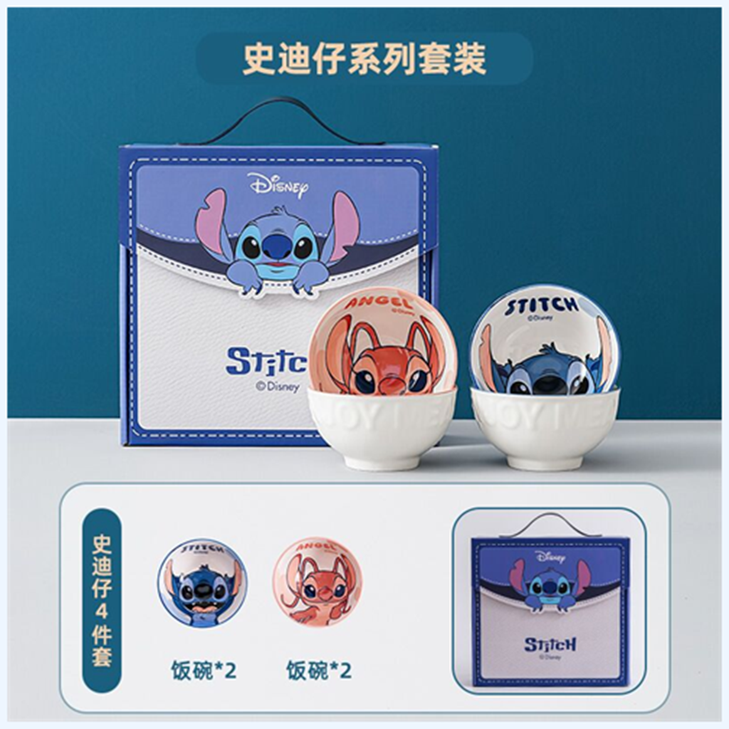 ディズニー スティッチ＆エンジェル セラミックボウル・プレート 4点ギフトセット