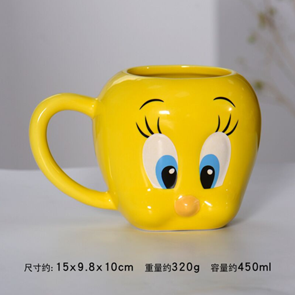 トゥイーティー 450ml フェイス型 セラミックマグ イエロー