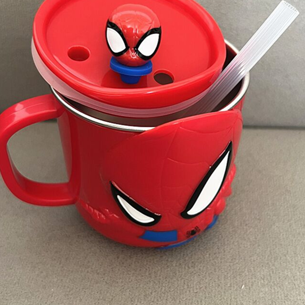スパイダーマン ふた付きストローカップ 320ml レッド