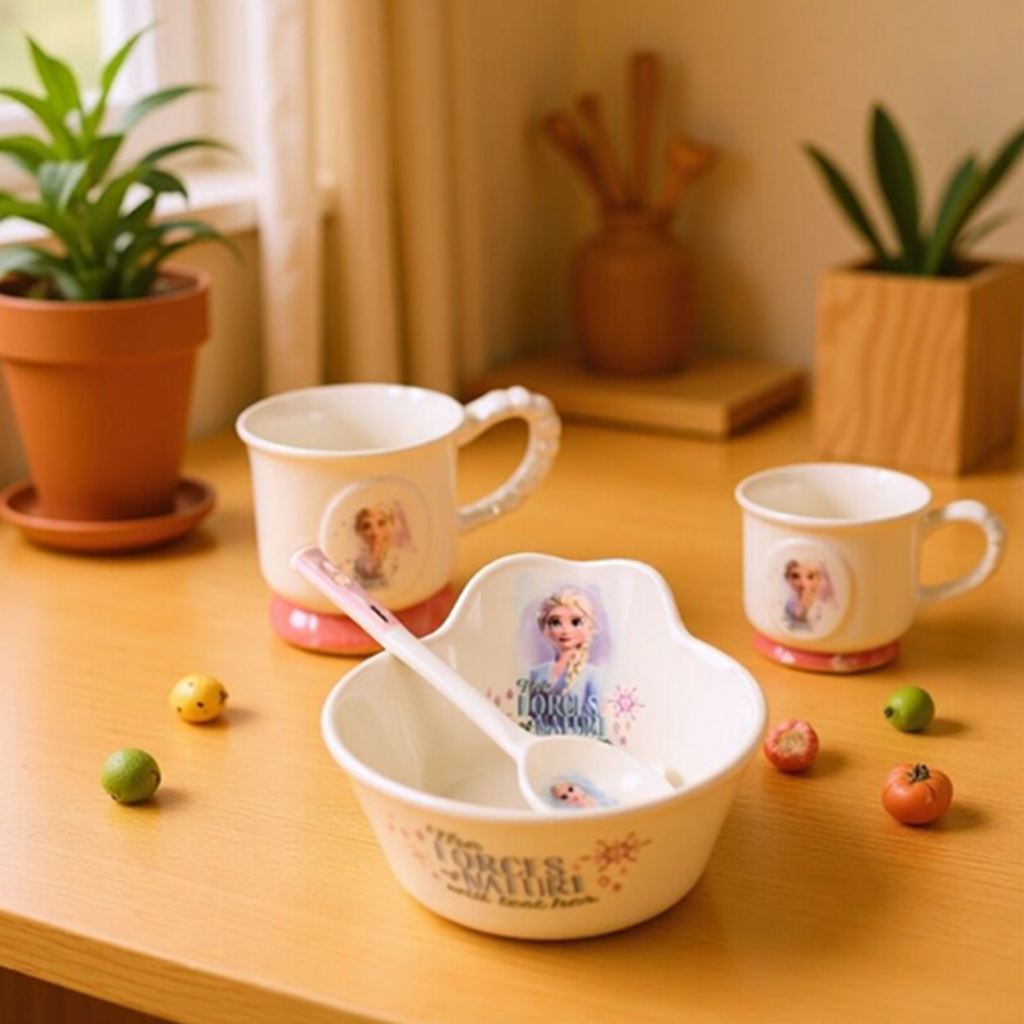 ディズニー アナと雪の女王 エルサ セラミック食器3点セット 一人用