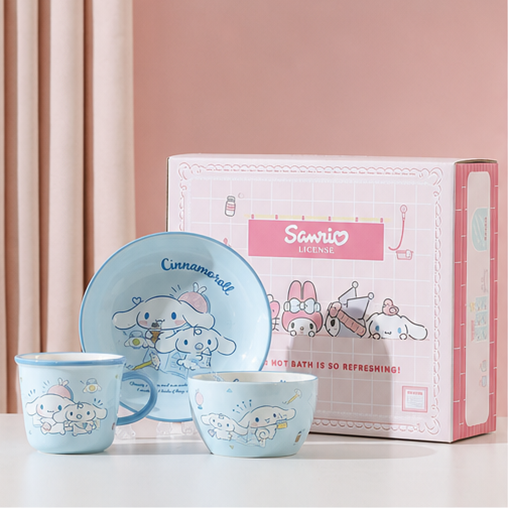 シナモロール セラミック食器 4点ギフトセット ブルー