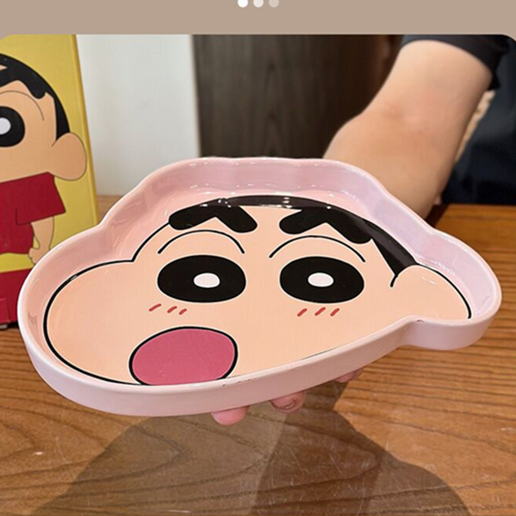 クレヨンしんちゃん フェイス型 セラミックプレート 約22cm ピンク