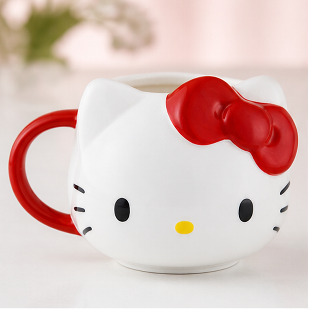 ハローキティ 475ml 立体セラミックマグ レッドリボン