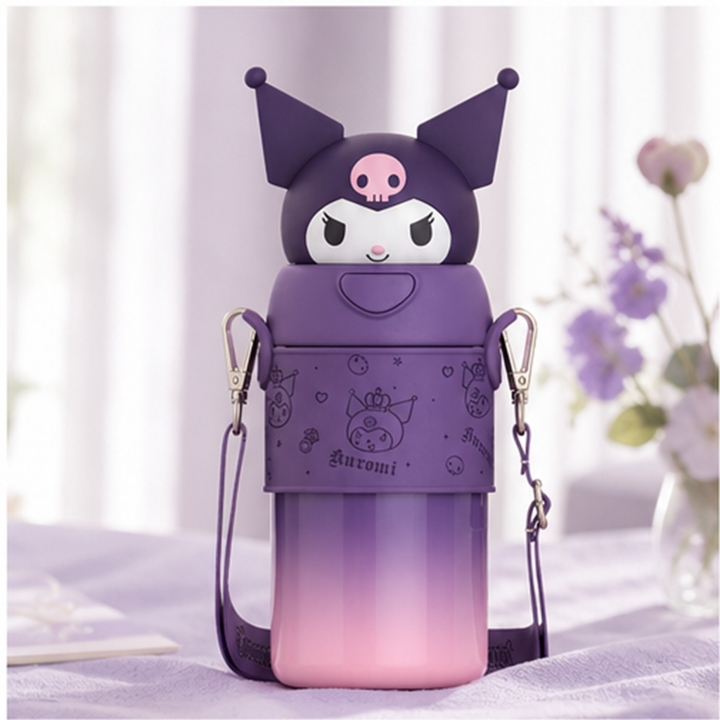 クロミ 560ml 316ステンレス ストロー保温ボトル パープル