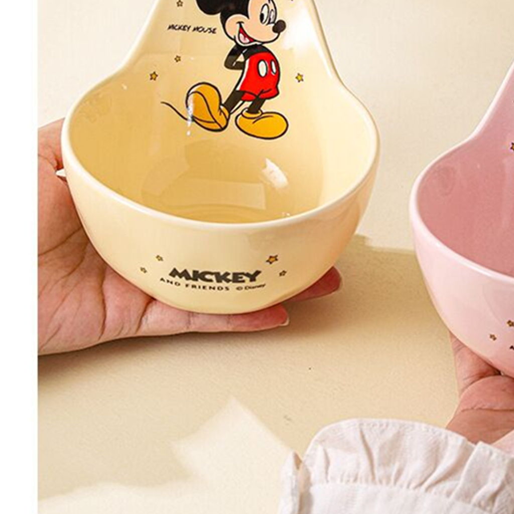 ミッキーマウス セラミックライスボウル＆スプーン 340ml イエロー
