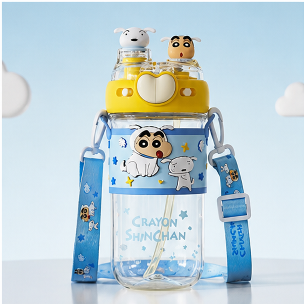 クレヨンしんちゃん シロ 580ml 2WAY Tritanストローボトル ブルー