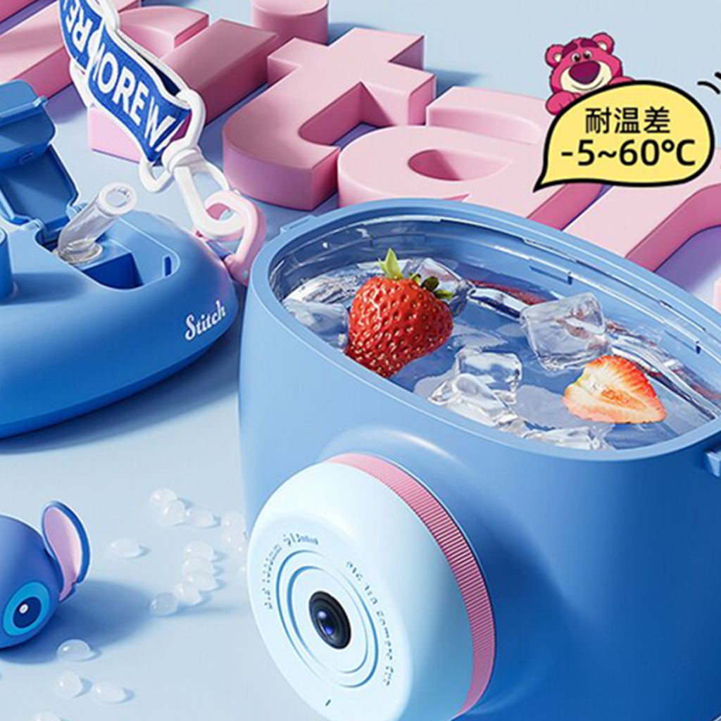 ディズニー スティッチ カメラ型2WAYストローカップ ブルー