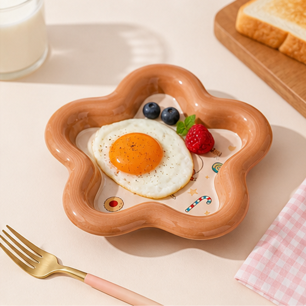 クレヨンしんちゃん 8インチ 星形セラミックプレート ブラウン