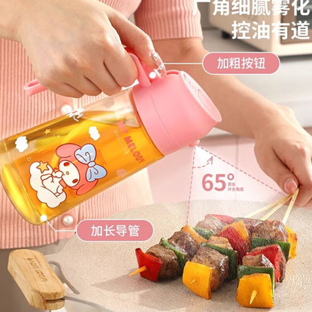 マイメロディ 470ml スプレー＆注ぎ口2WAY ガラスオイルボトル ピンク