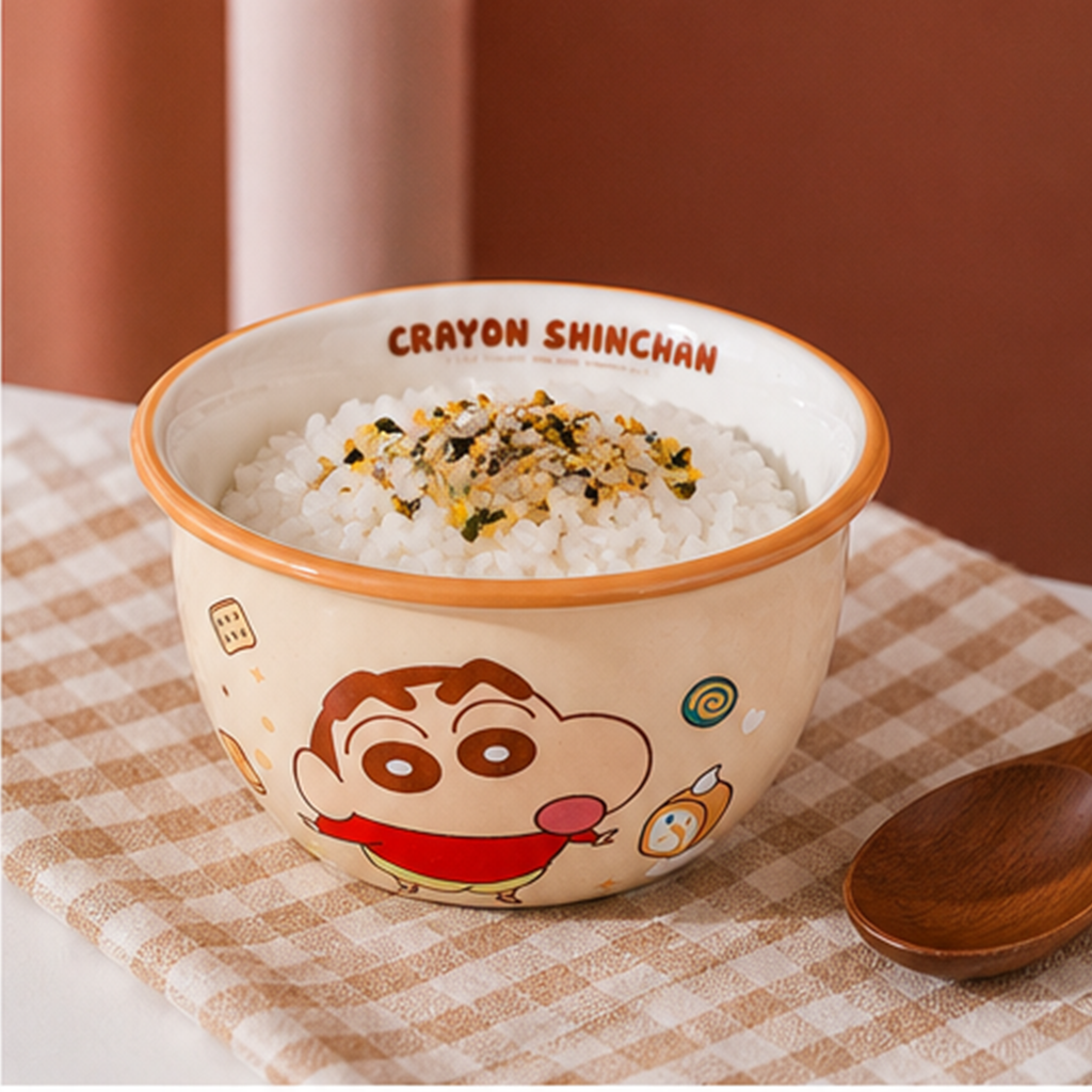 クレヨンしんちゃん 450ml 4.7インチ セラミック飯碗 オレンジ